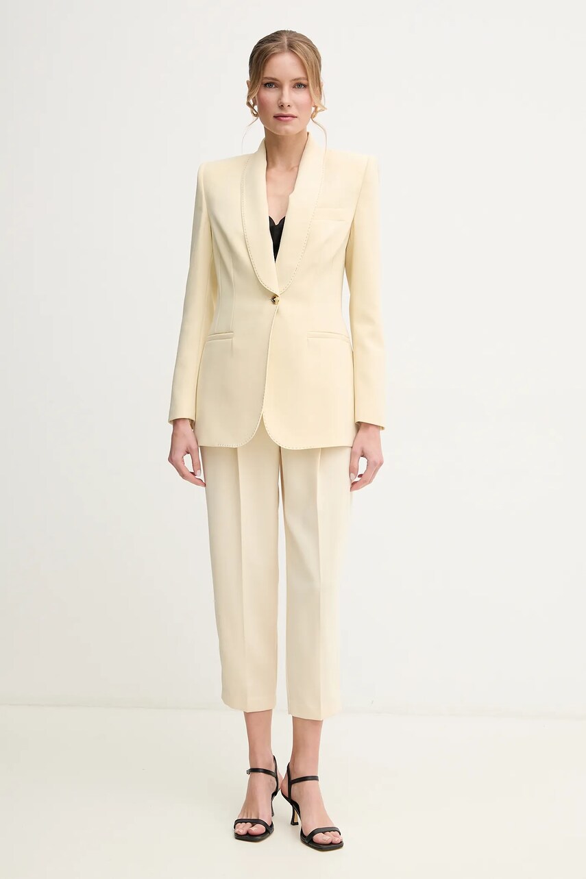 Штани Elisabetta Franchi жіночі колір зелений фасон сигарети висока посадка PA06651E2