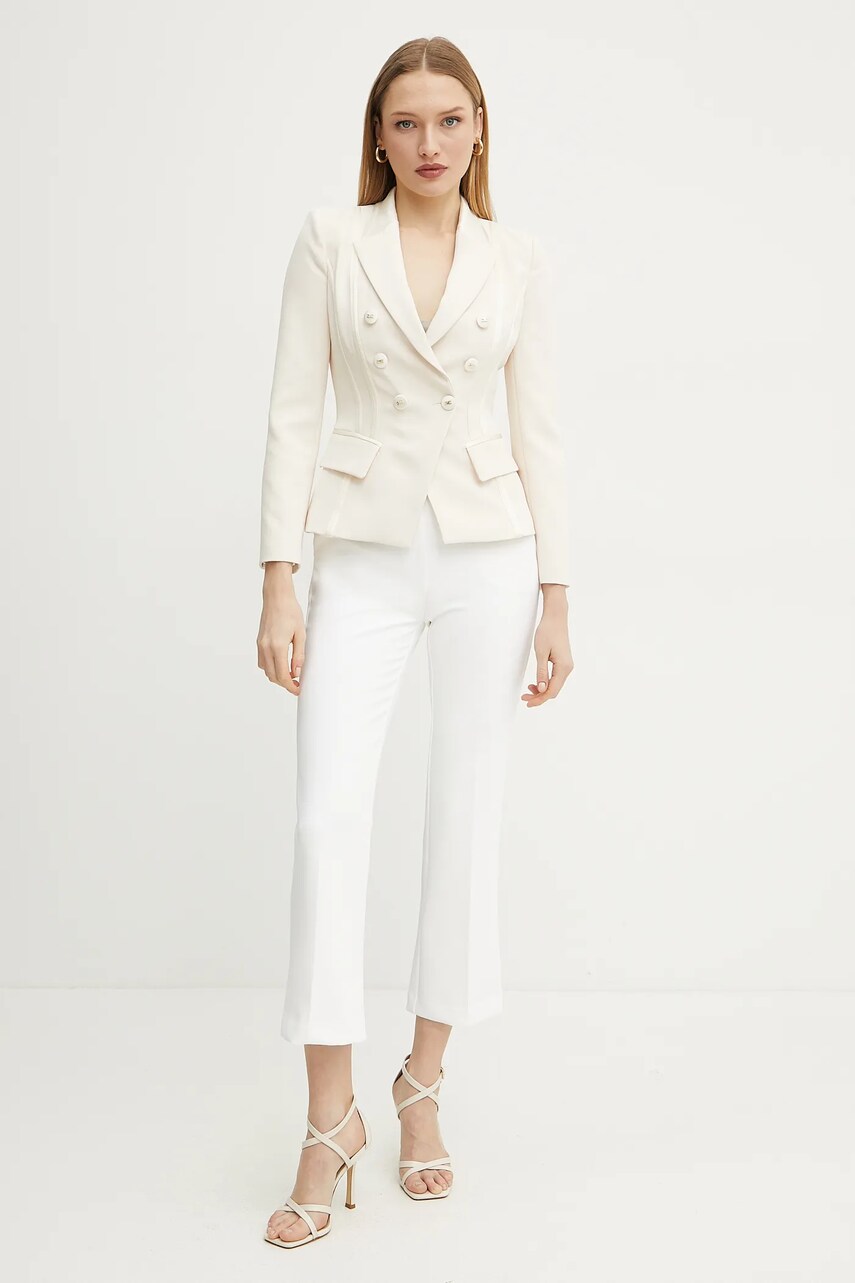 Штани Elisabetta Franchi жіночі колір білий прямі висока посадка PA08951E2