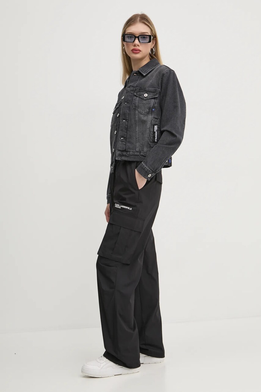 Штани Karl Lagerfeld Jeans жіночі колір чорний прямі висока посадка A1W10062