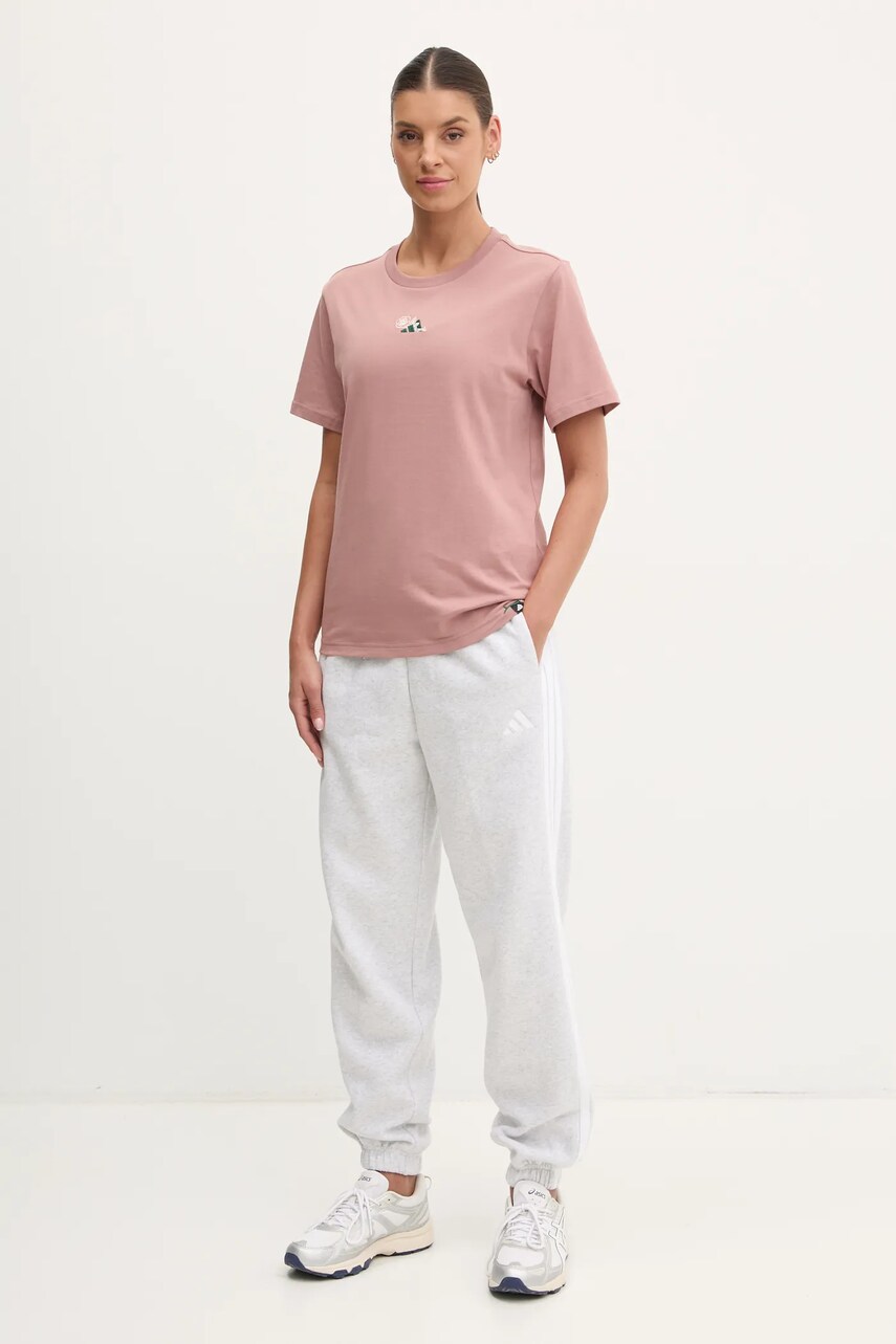 Спортивні штани adidas Essentials жіночі колір сірий візерунок IN6178