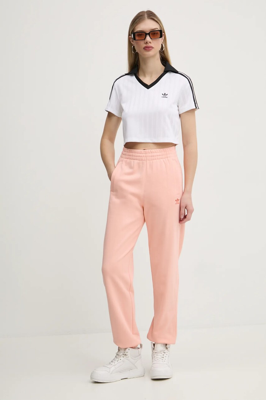 Бавовняні спортивні штани adidas Originals Essential колір помаранчевий однотонні JD1525