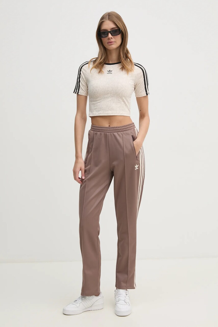 Спортивні штани adidas Originals Beckenbauer Classic колір коричневий з аплікацією JC5792