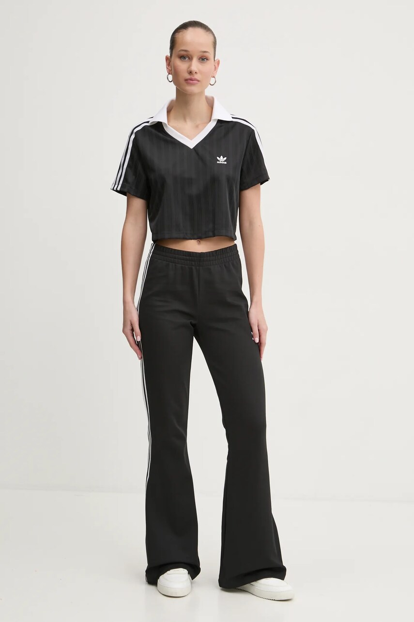 Штани adidas Originals 3- Stripes Flared жіночі колір чорний візерунок JC5783