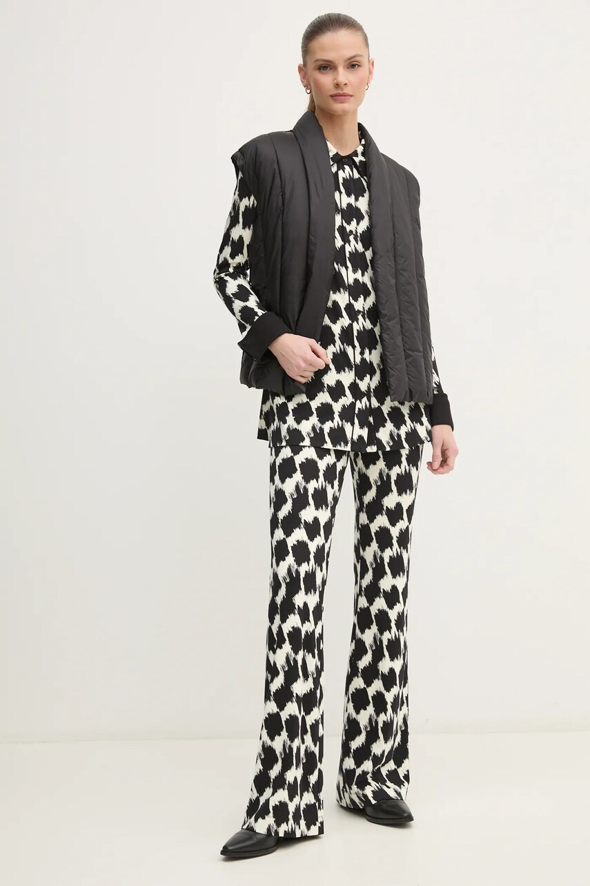 Штани DIANE VON FURSTENBERG жіночі колір чорний кльош висока посадка DVFPL4S002