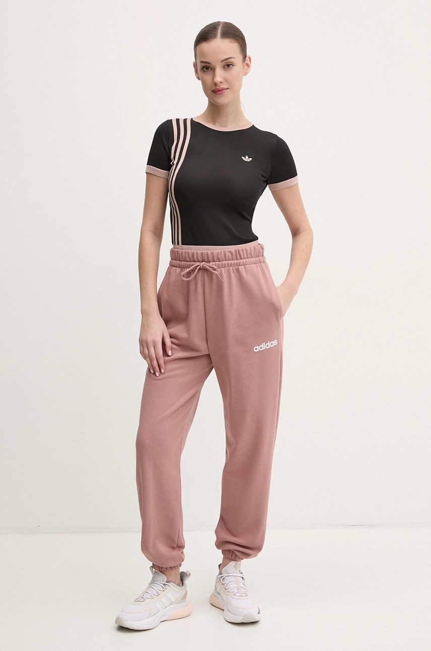 Спортивні штани adidas Essentials Linear жіночі колір рожевий однотонні JG8635