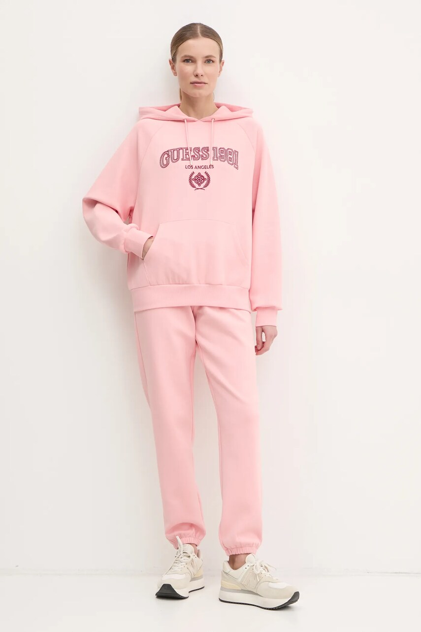 Спортивні штани Guess MARGARET колір рожевий з аплікацією V5RB02 KCLD1