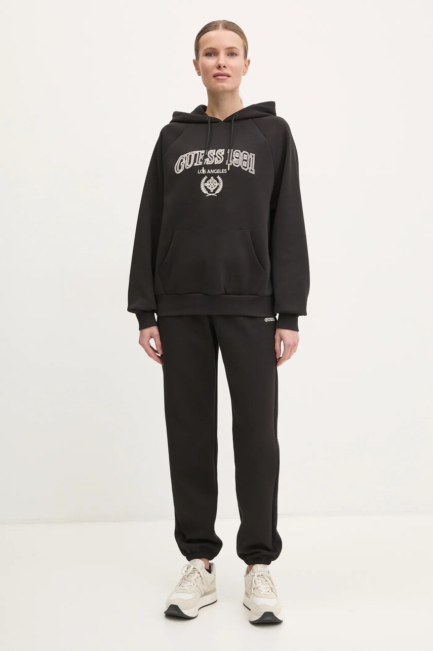 Спортивні штани Guess MARGARET колір чорний з аплікацією V5RB02 KCLD1
