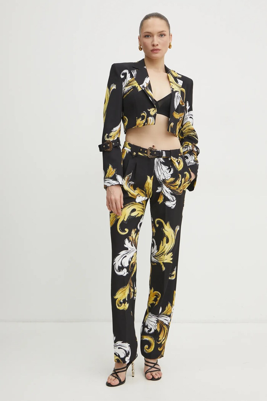Штани Versace Jeans Couture жіночі колір чорний прямі висока посадка 78HAA111 NS636