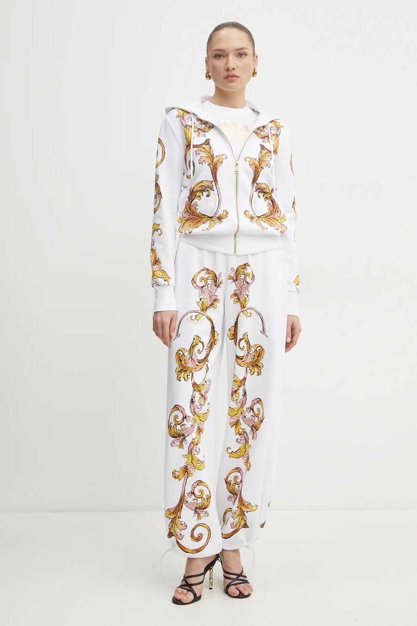 Бавовняні спортивні штани Versace Jeans Couture жіночі колір білий візерунок 78HAA3P0 FS194