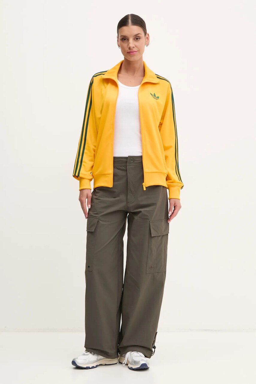 Штани adidas Originals Essential жіночі колір зелений широкі висока посадка JD4785