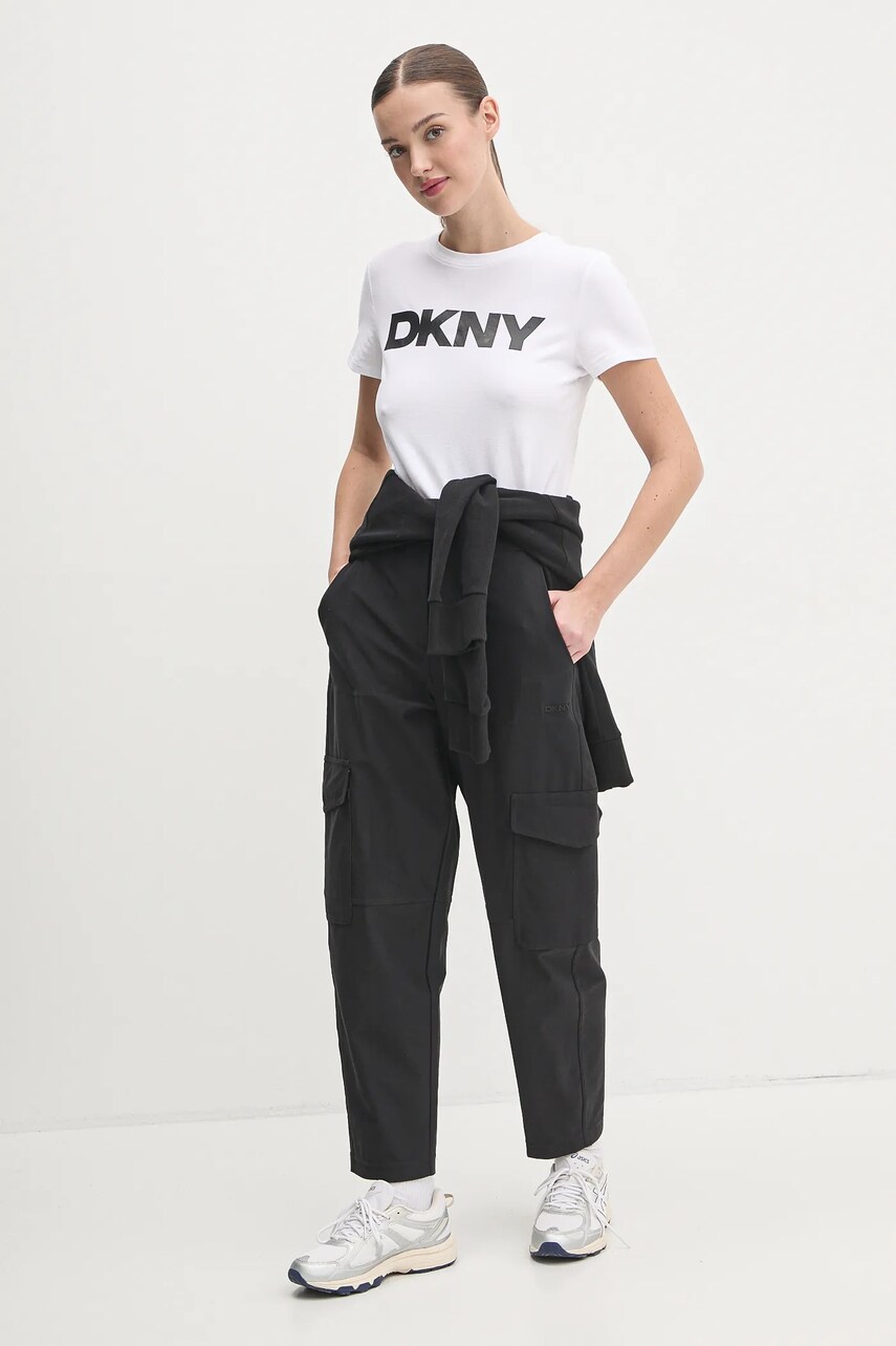 Штани Dkny жіночі колір чорний фасон cargo висока посадка DP5P3500