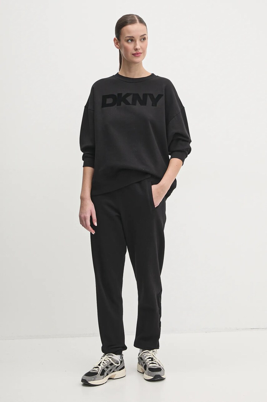 Спортивні штани Dkny колір чорний з аплікацією DP5P3585