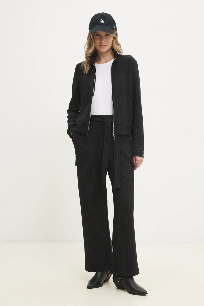 Штани Dkny жіночі колір чорний широкі висока посадка P4KF6ZNA