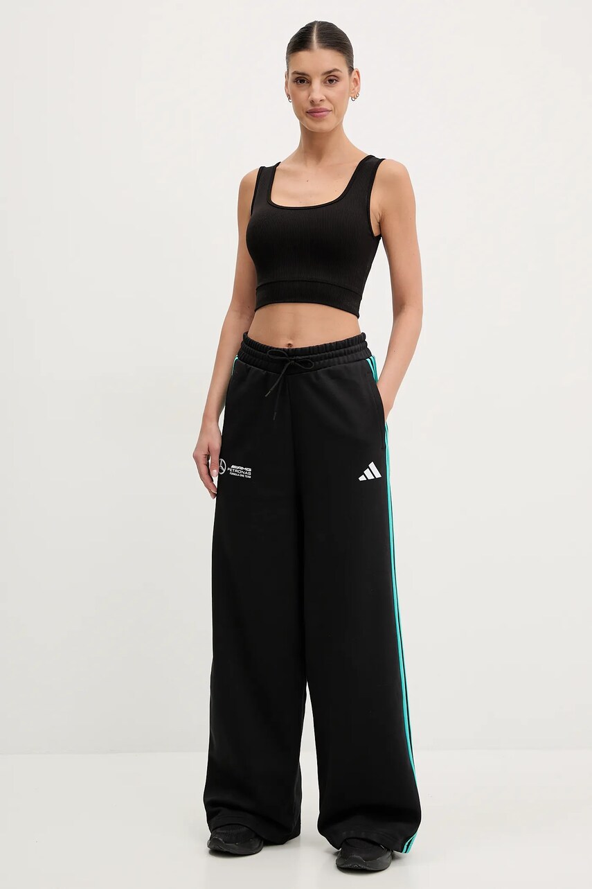 Спортивні штани adidas x Mercedes жіночі колір чорний з аплікацією JV5432