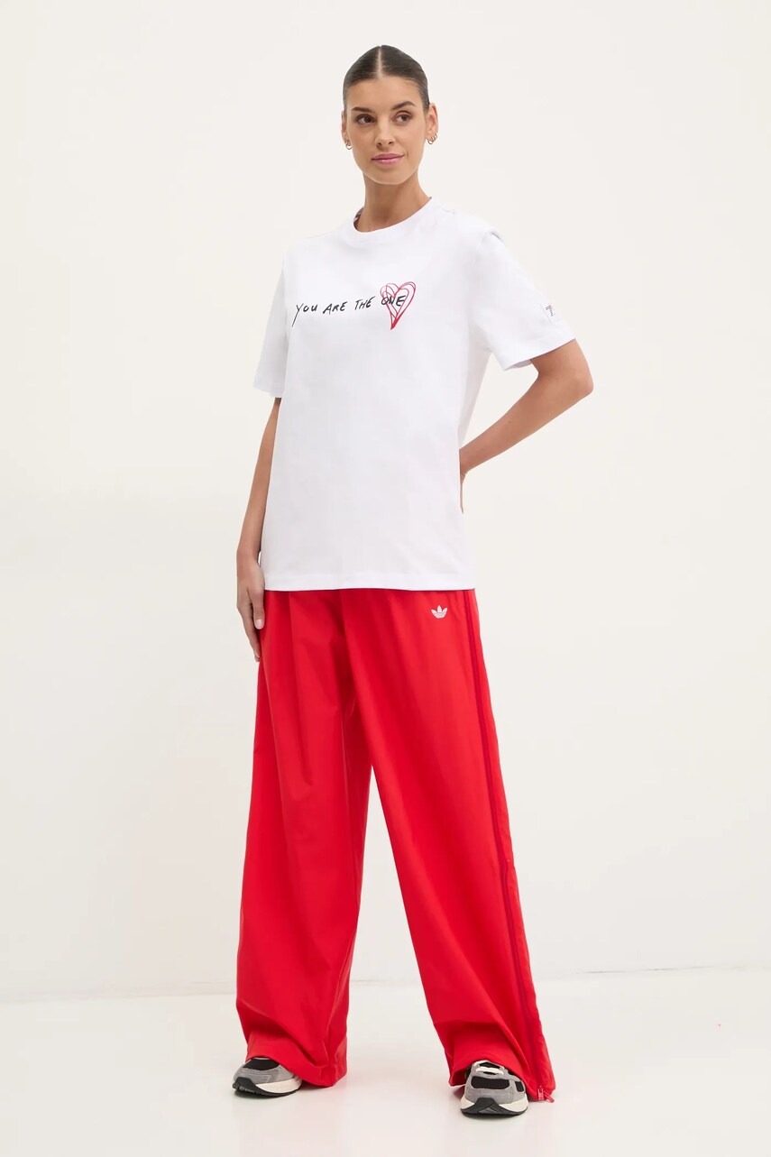 Спортивні штани adidas Originals WOVEN TP жіночі колір червоний однотонні JX9205