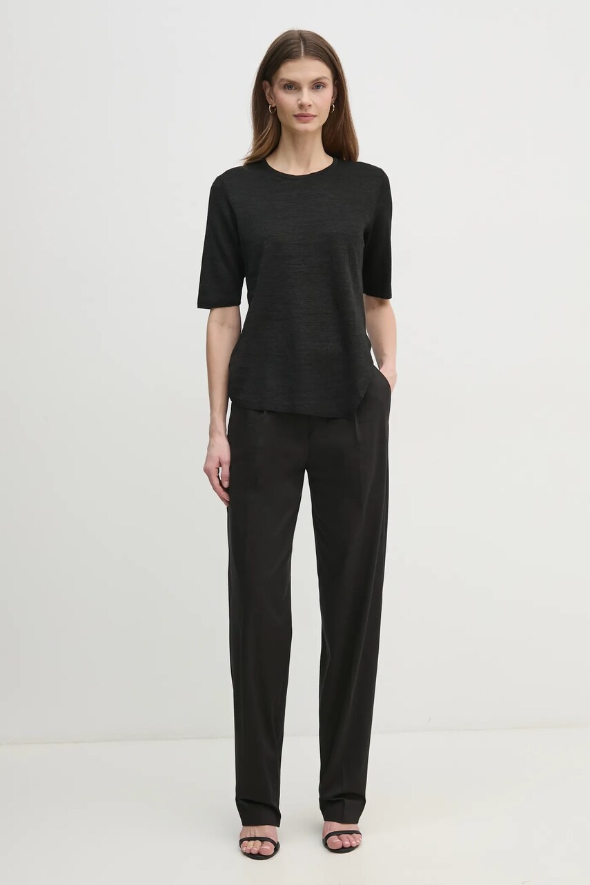 Штани Calvin Klein жіночі колір чорний фасон сигарети висока посадка K20K208393