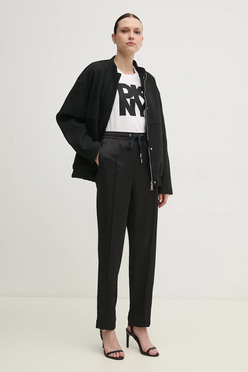 Штани Dkny жіночі колір чорний прямі висока посадка P5AK7A36