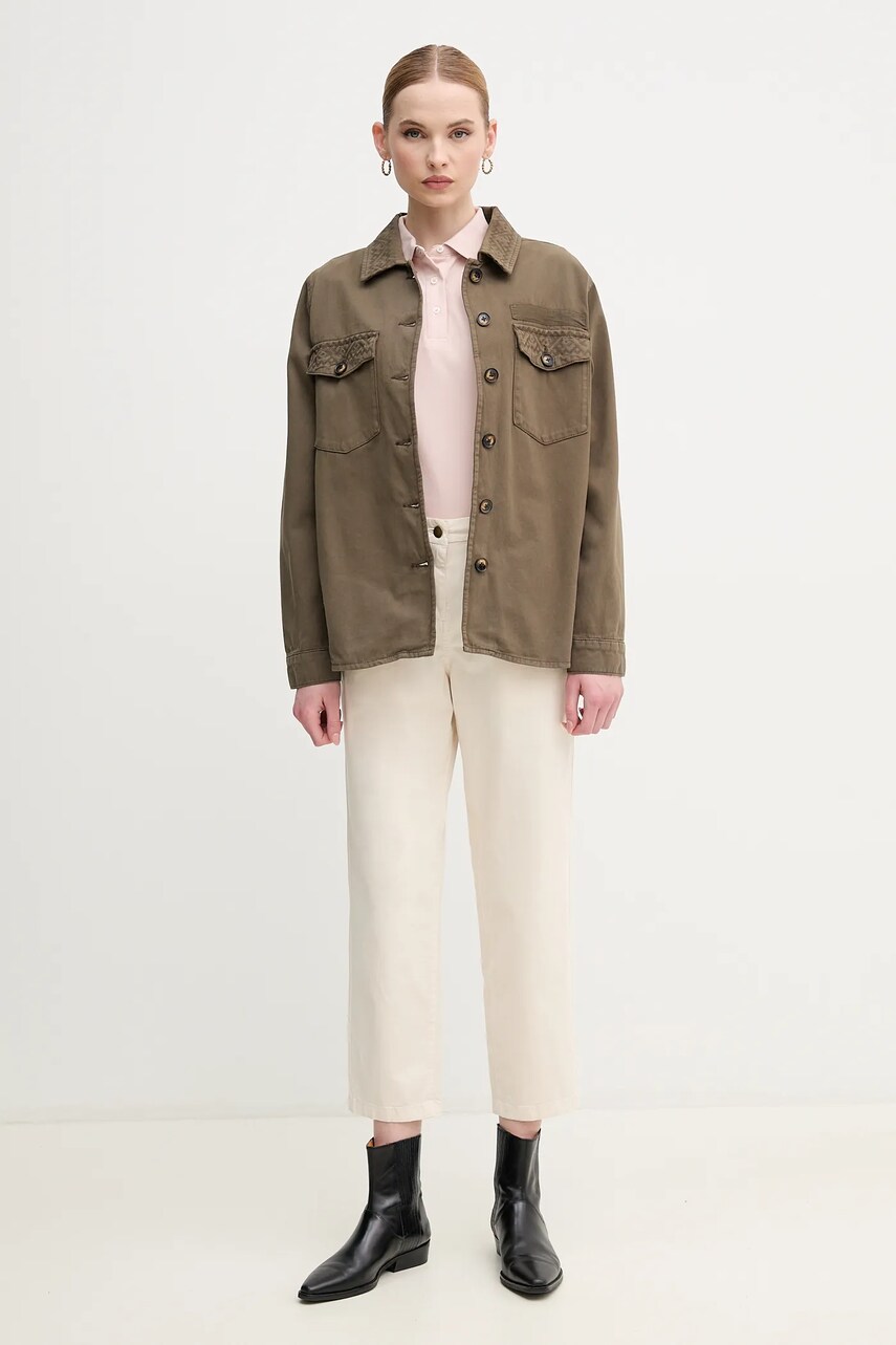 Штани Barbour жіночі колір бежевий фасон chinos висока посадка LTR0388WH51