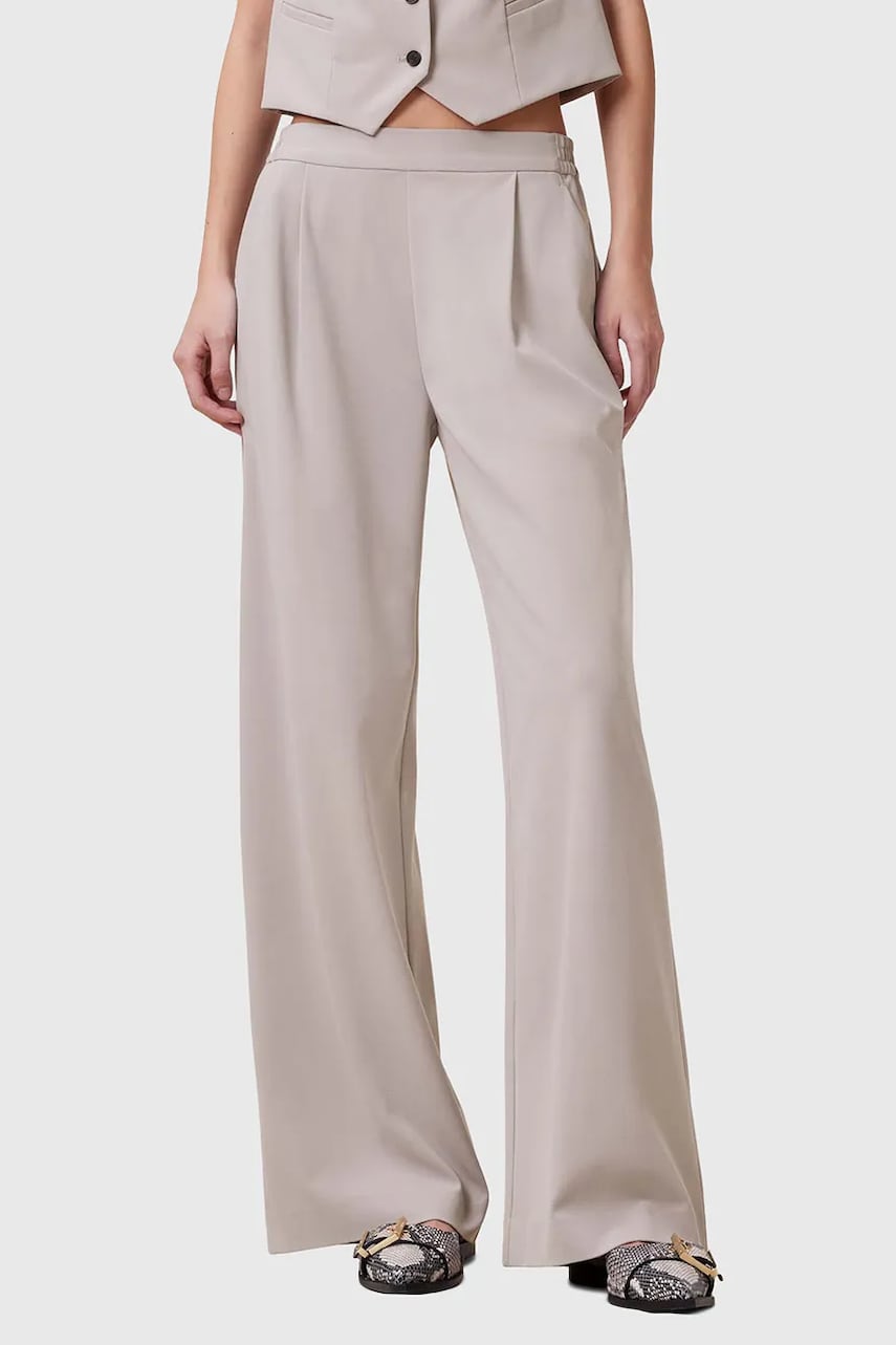 Штани AllSaints ALEIDA жіночі колір бежевий широкі середня посадка W037QC