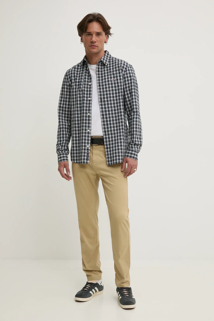 Штани Tommy Jeans чоловічі колір бежевий облягаючі DM0DM20282
