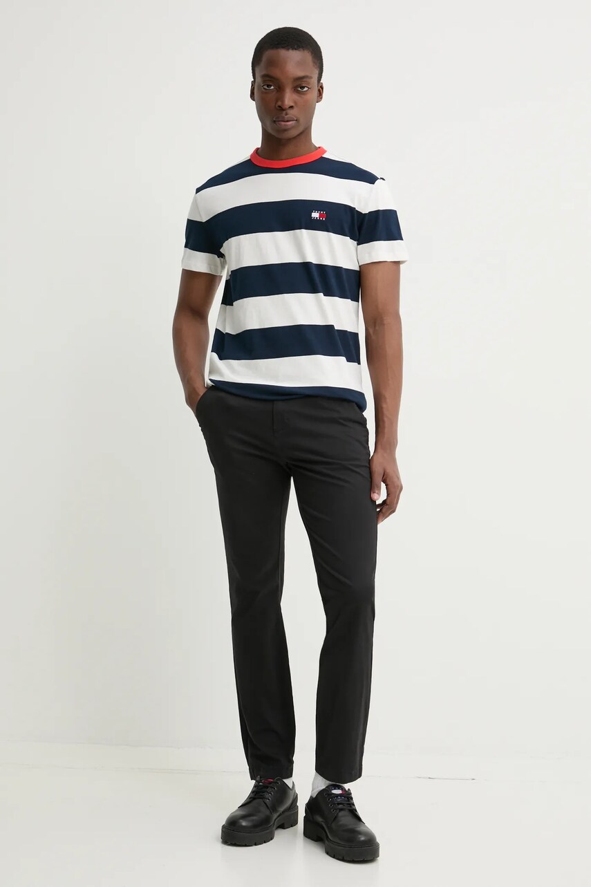 Штани Tommy Jeans чоловічі колір чорний облягаюче DM0DM20282