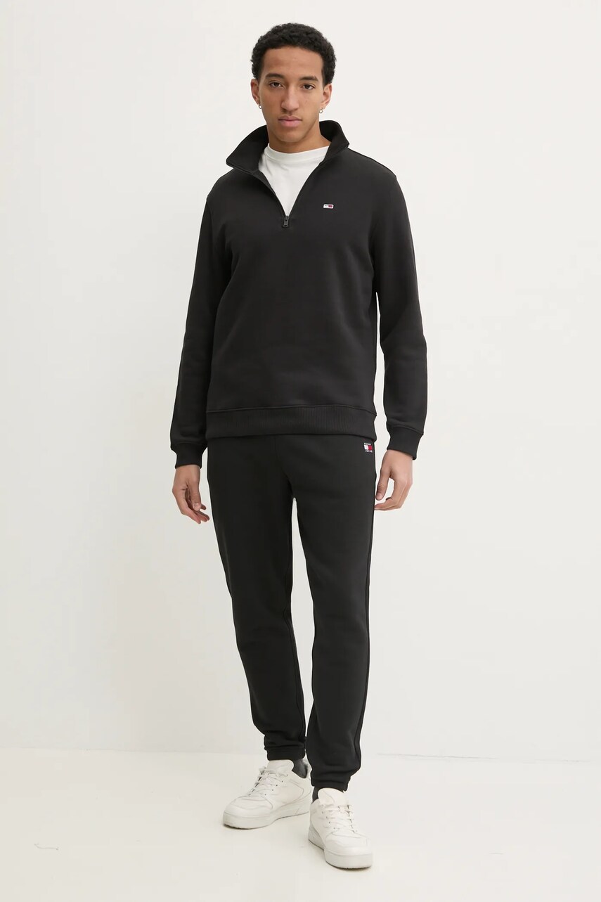 Бавовняні спортивні штани Tommy Jeans колір чорний однотонні DM0DM20276