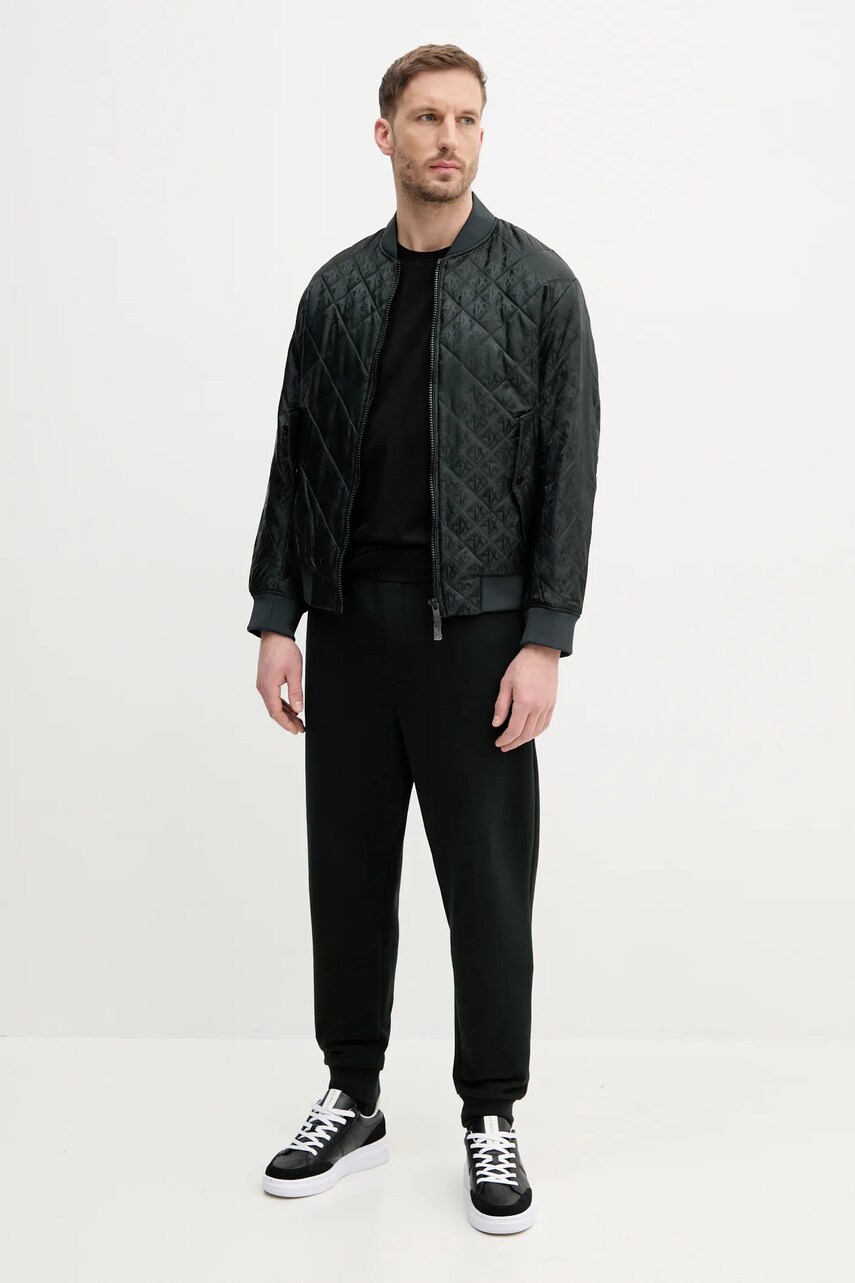 Бавовняні спортивні штани Armani Exchange чоловічі колір зелений однотонні XM000292 AF12656