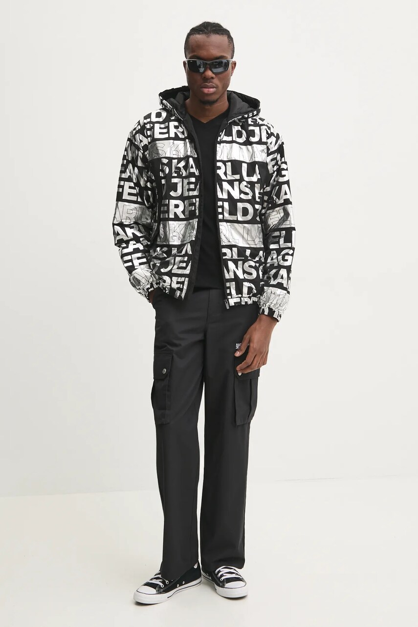 Штани Karl Lagerfeld Jeans чоловічі колір чорний фасон cargo A1M10054