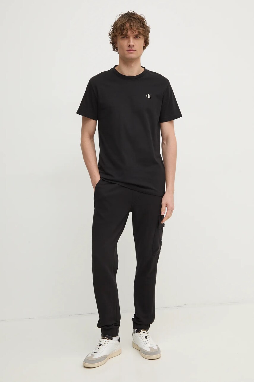 Бавовняні спортивні штани Calvin Klein Jeans колір чорний однотонні J30J326762