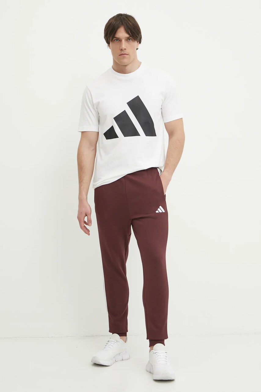 Спортивні штани adidas Essentials чоловічі колір бордовий з аплікацією JD1853