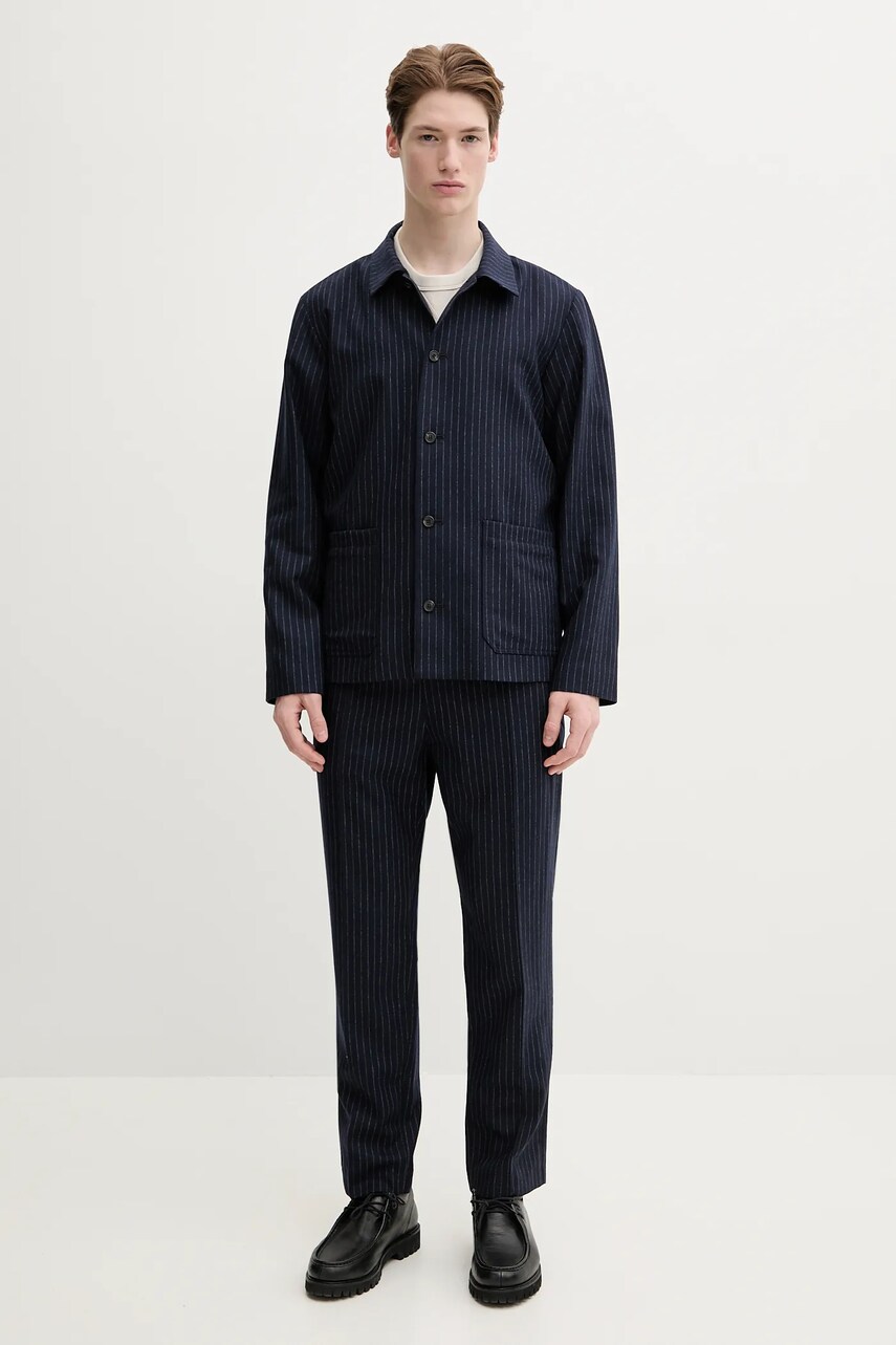 Вовняні штани A.P.C. pantalon pieter чоловічі колір синій прямі WOARO.H08394