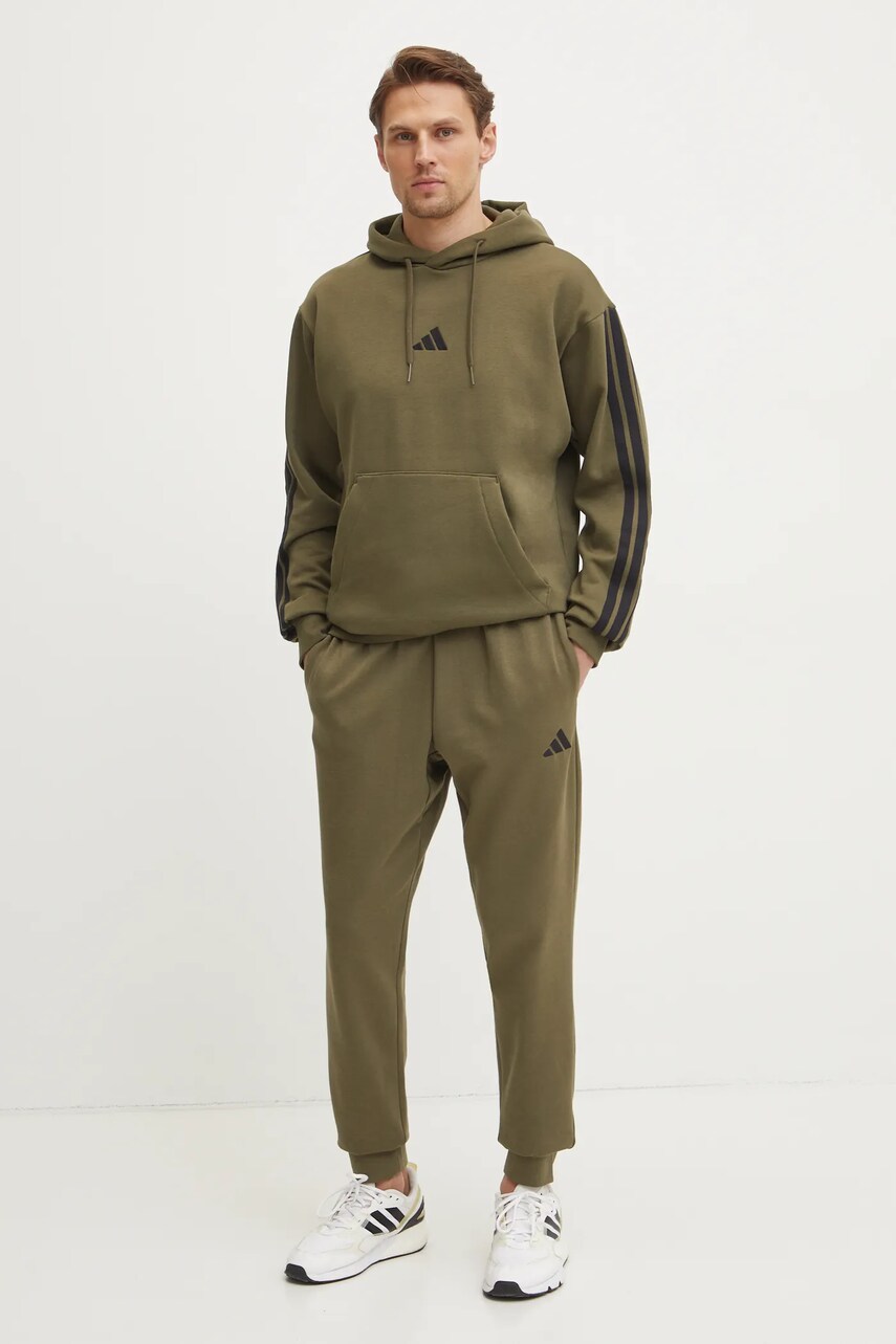 Спортивні штани adidas Feelcozy колір зелений з аплікацією JE3812