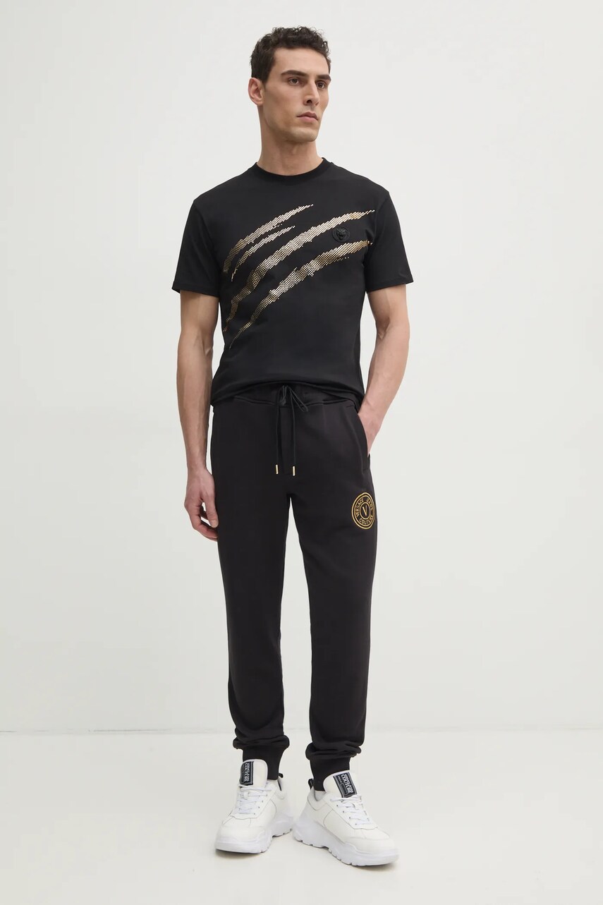 Бавовняні спортивні штани Versace Jeans Couture чоловічі колір чорний з аплікацією 78GAAT00 CF01T
