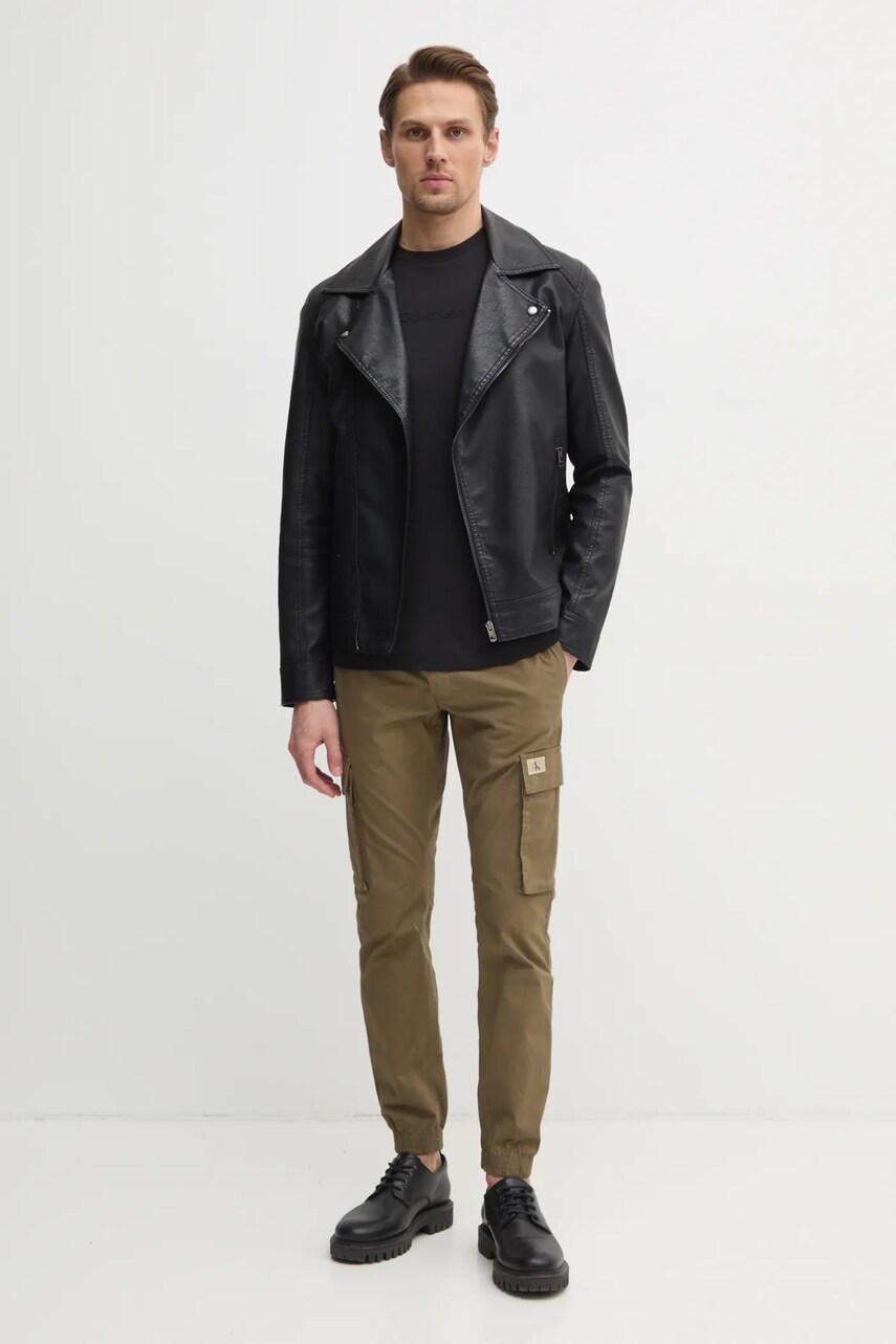 Штани Calvin Klein Jeans чоловічі колір бежевий облягаюче J30J327614