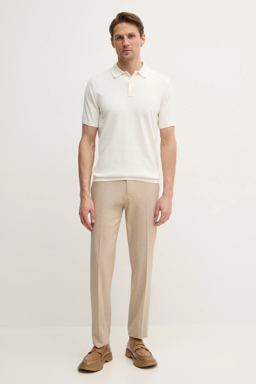 Штани з домішкою вовни Sisley колір бежевий фасон chinos 40Q9SF04Y