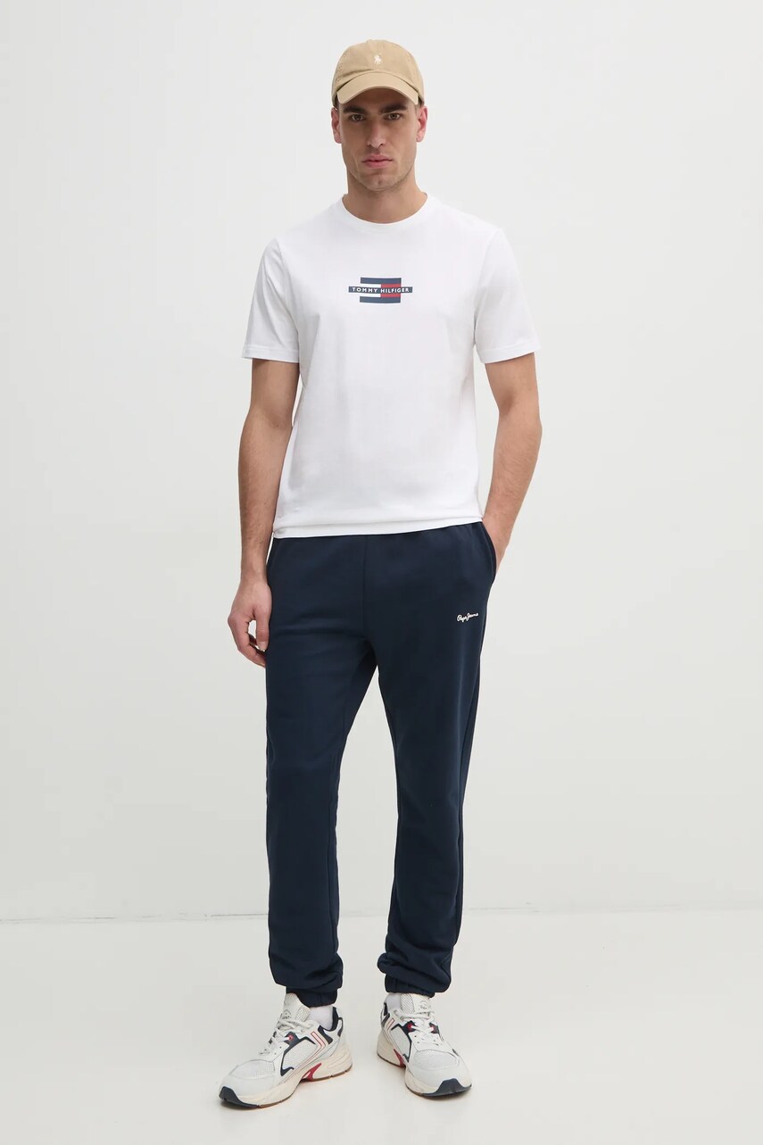 Бавовняні спортивні штани Pepe Jeans DUKE JOGGER чоловічі колір синій однотонні PM211865