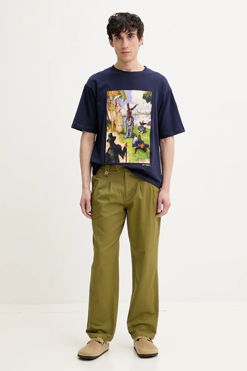 Бавовняні штани Desigual BANKER чоловічі колір зелений фасон chinos 25SMPW01