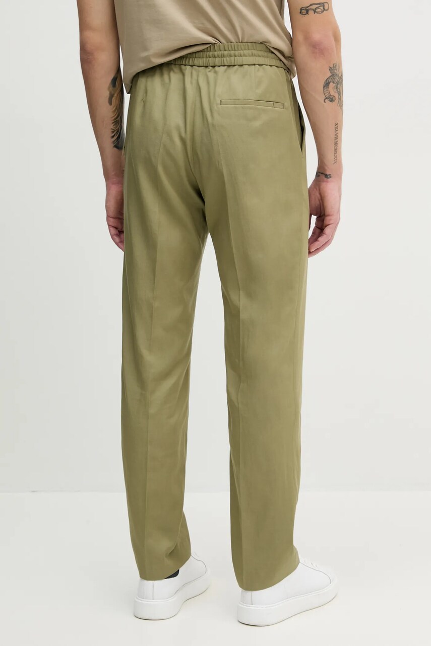 Штани з домішкою льону Calvin Klein чоловічі колір зелений прямі K10K114403