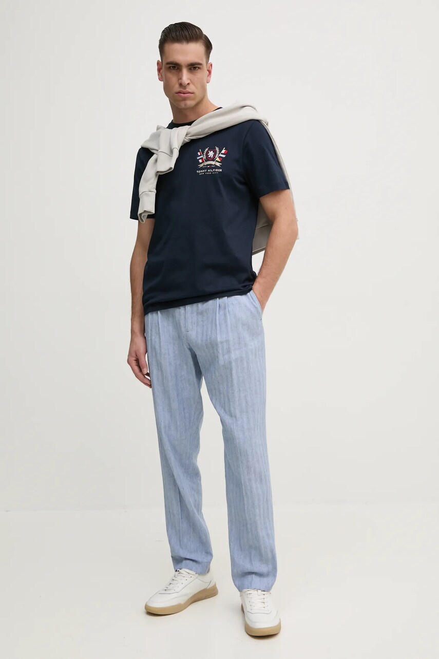 Штани з домішкою льону Tommy Hilfiger чоловічі прямі MW0MW38858