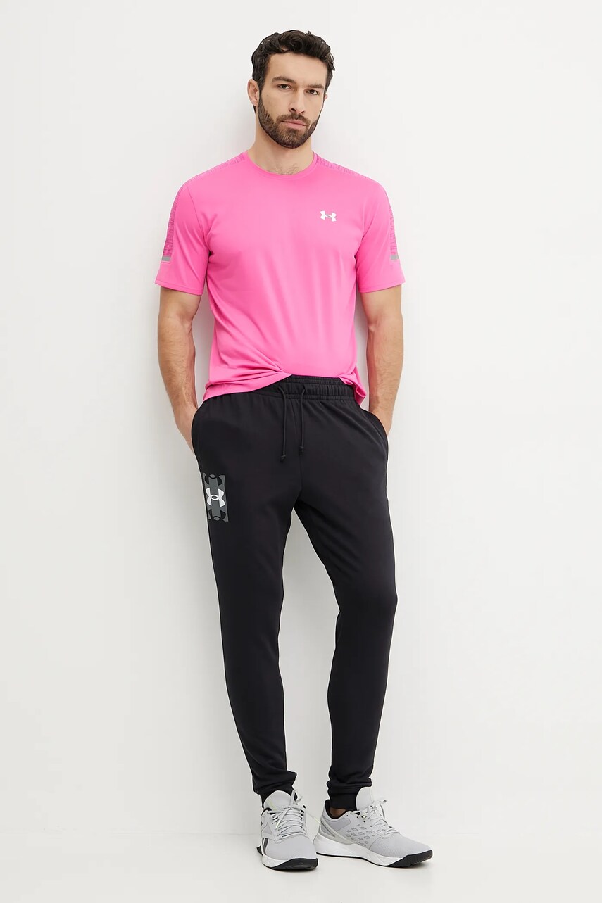 Штани для тренувань Under Armour Rival Terry колір чорний з принтом 1390144