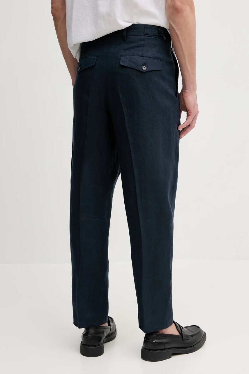 Льняні штани Tommy Hilfiger чоловічі колір синій прямі SQTHL5607.SQTH500