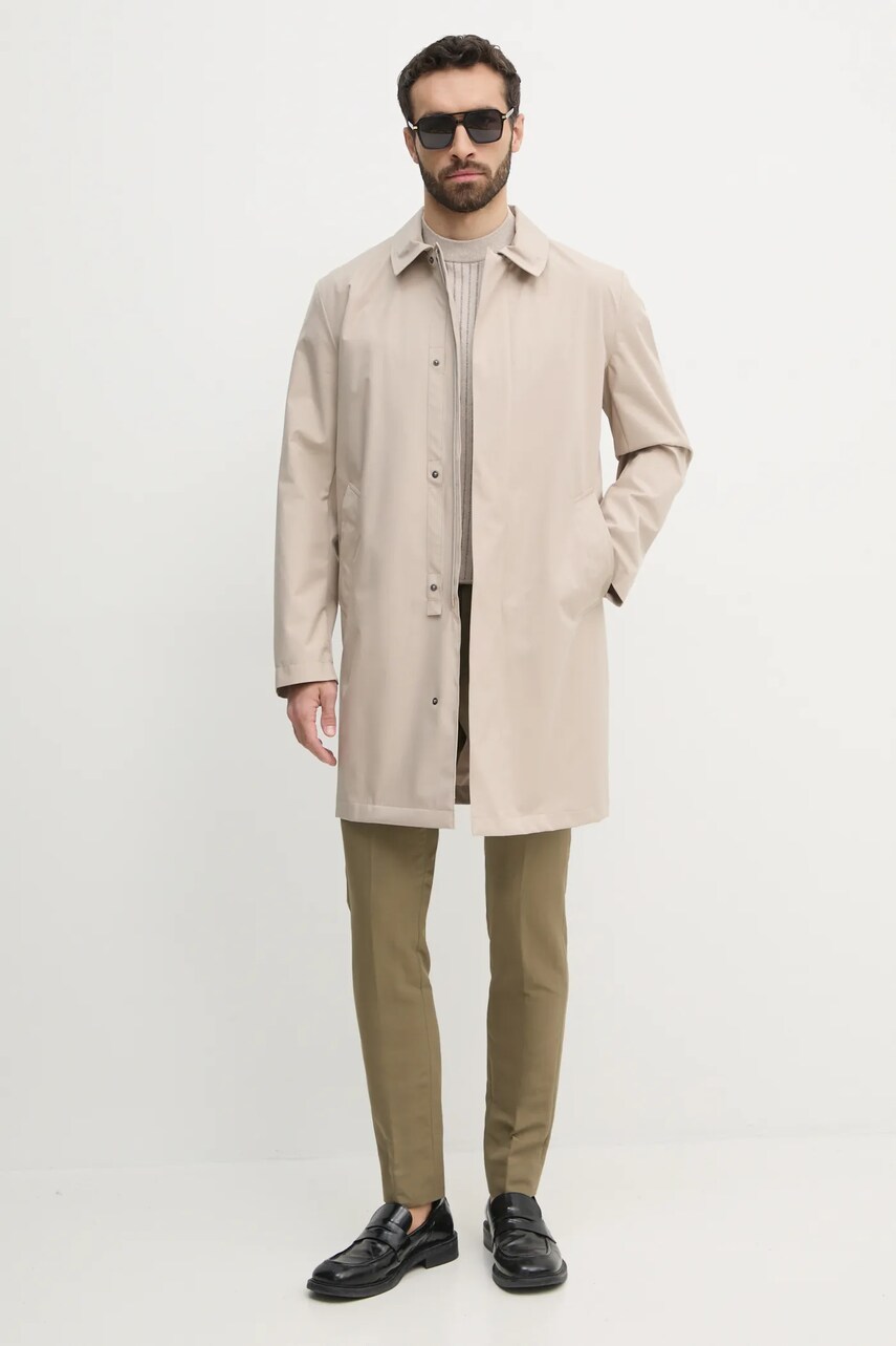 Штани з домішкою льону Hackett London чоловічі колір зелений облягаючі HM470596R