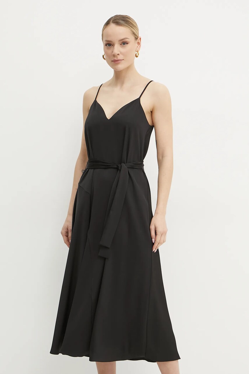 Сукня Armani Exchange колір чорний midi розкльошена XW000153 AF10840