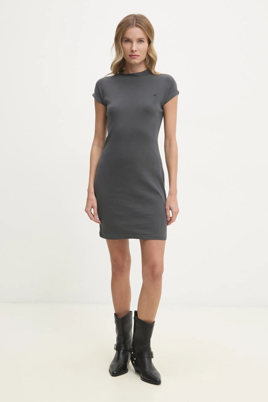 Бавовняна сукня Calvin Klein Jeans колір сірий mini облягаюча J20J224838