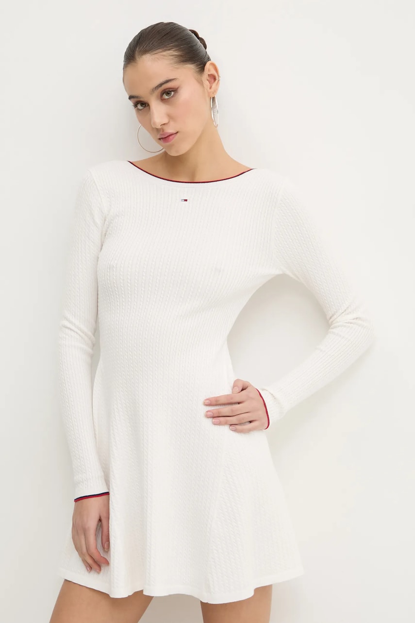 Сукня Tommy Jeans колір бежевий mini розкльошена DW0DW19469