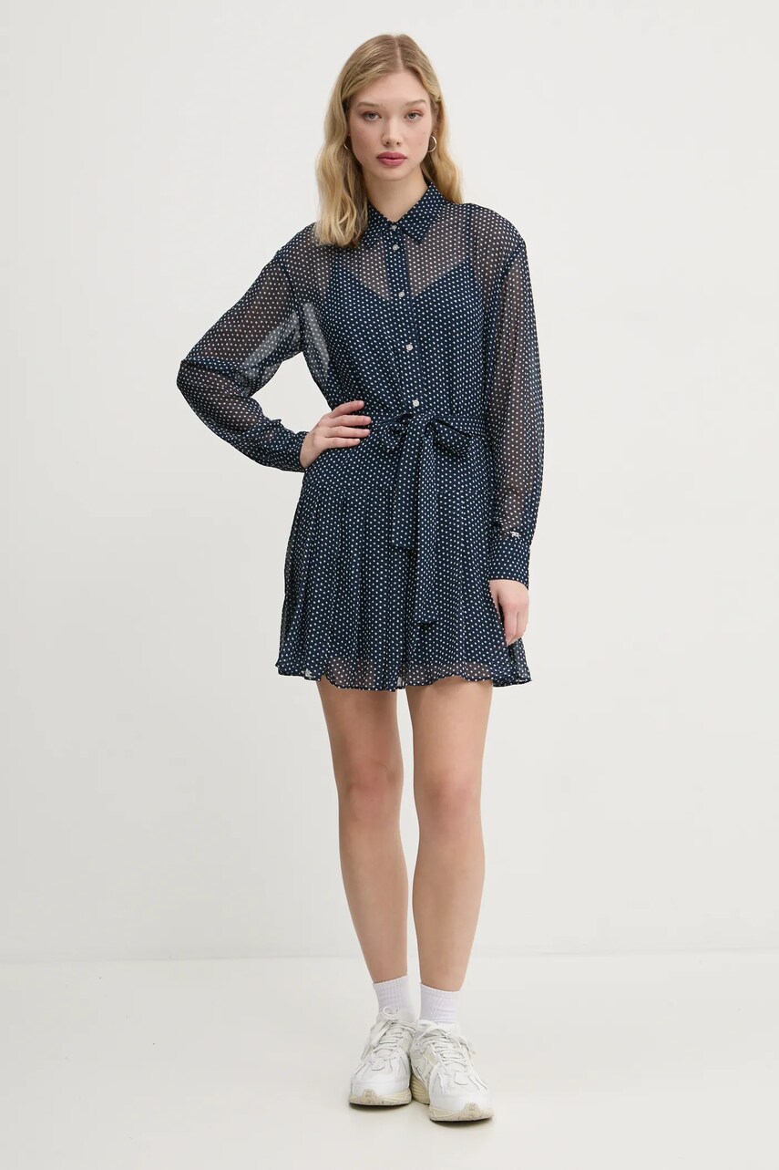 Сукня Tommy Jeans колір синій mini розкльошена DW0DW19473