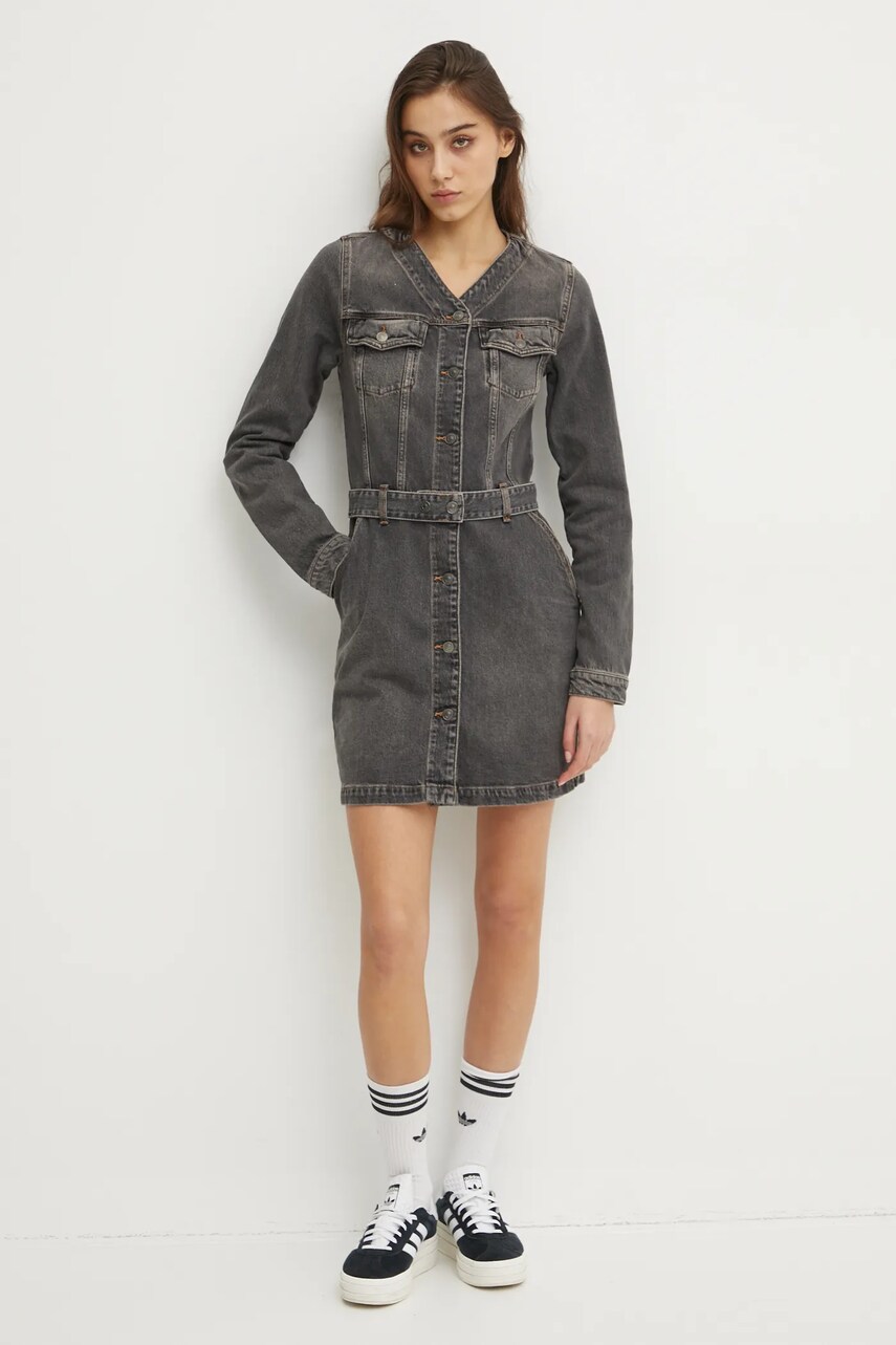 Джинсова сукня Tommy Jeans колір сірий mini пряма DW0DW20154
