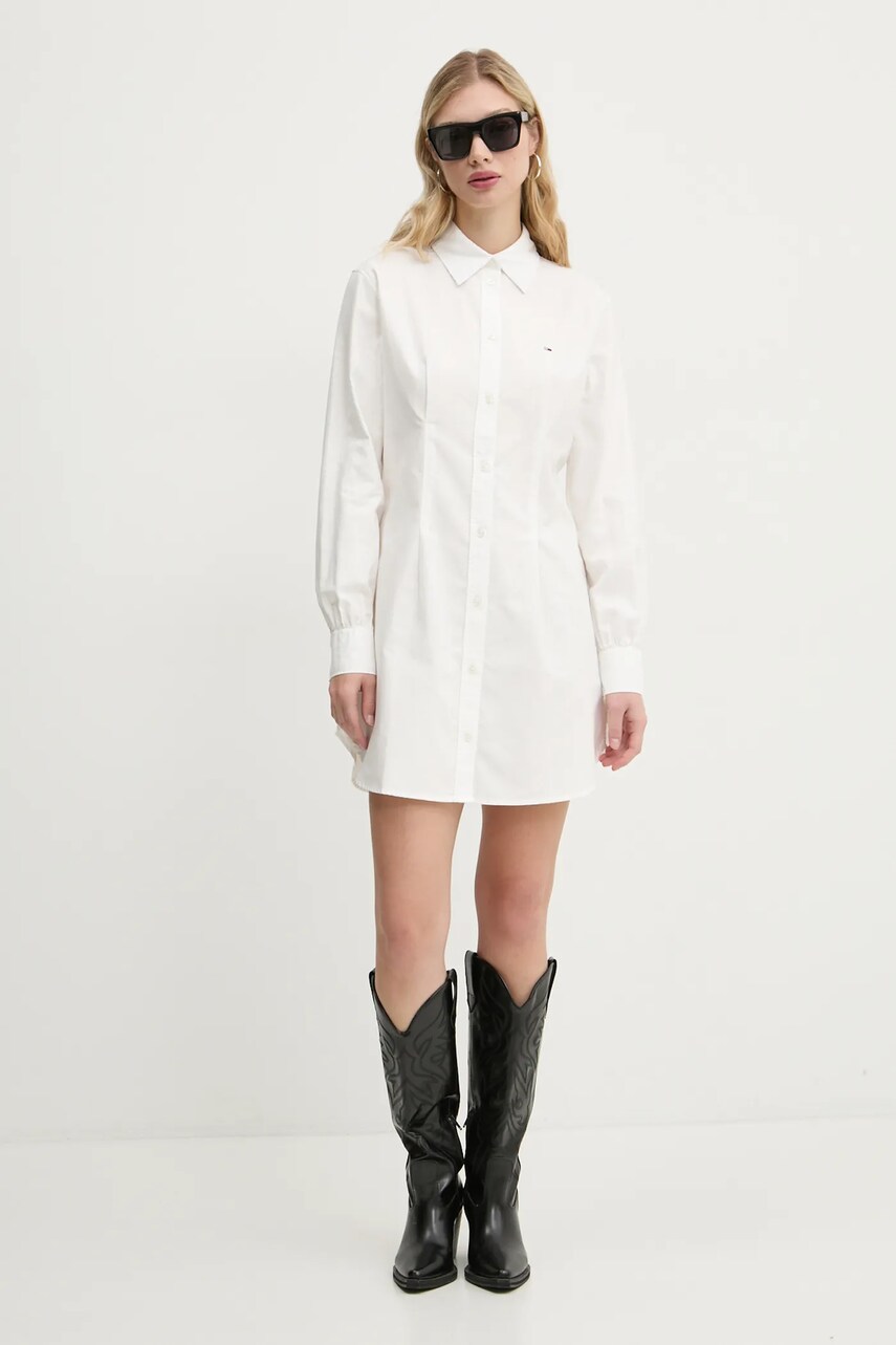 Бавовняна сукня Tommy Jeans колір білий mini пряма DW0DW20471