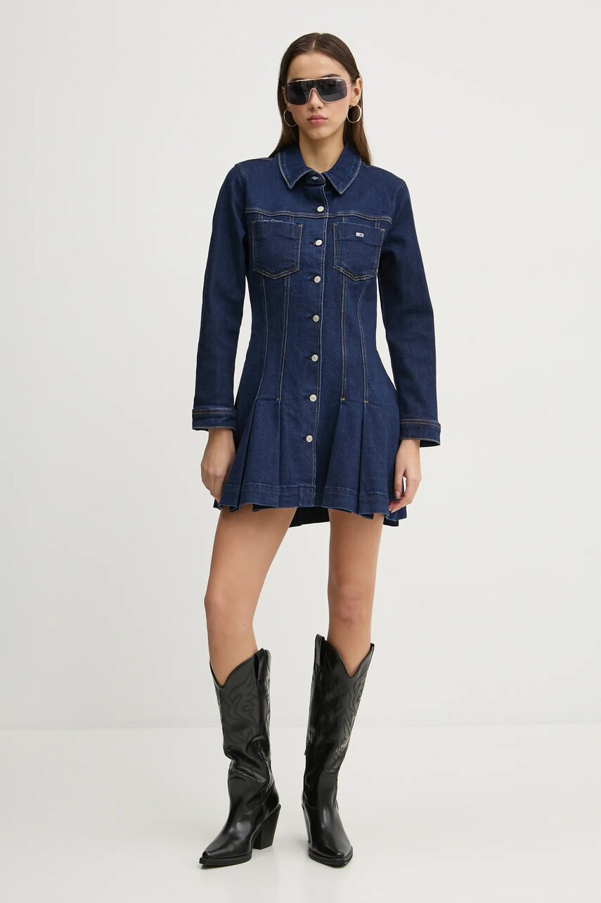 Сукня Tommy Jeans колір синій mini розкльошена DW0DW20533