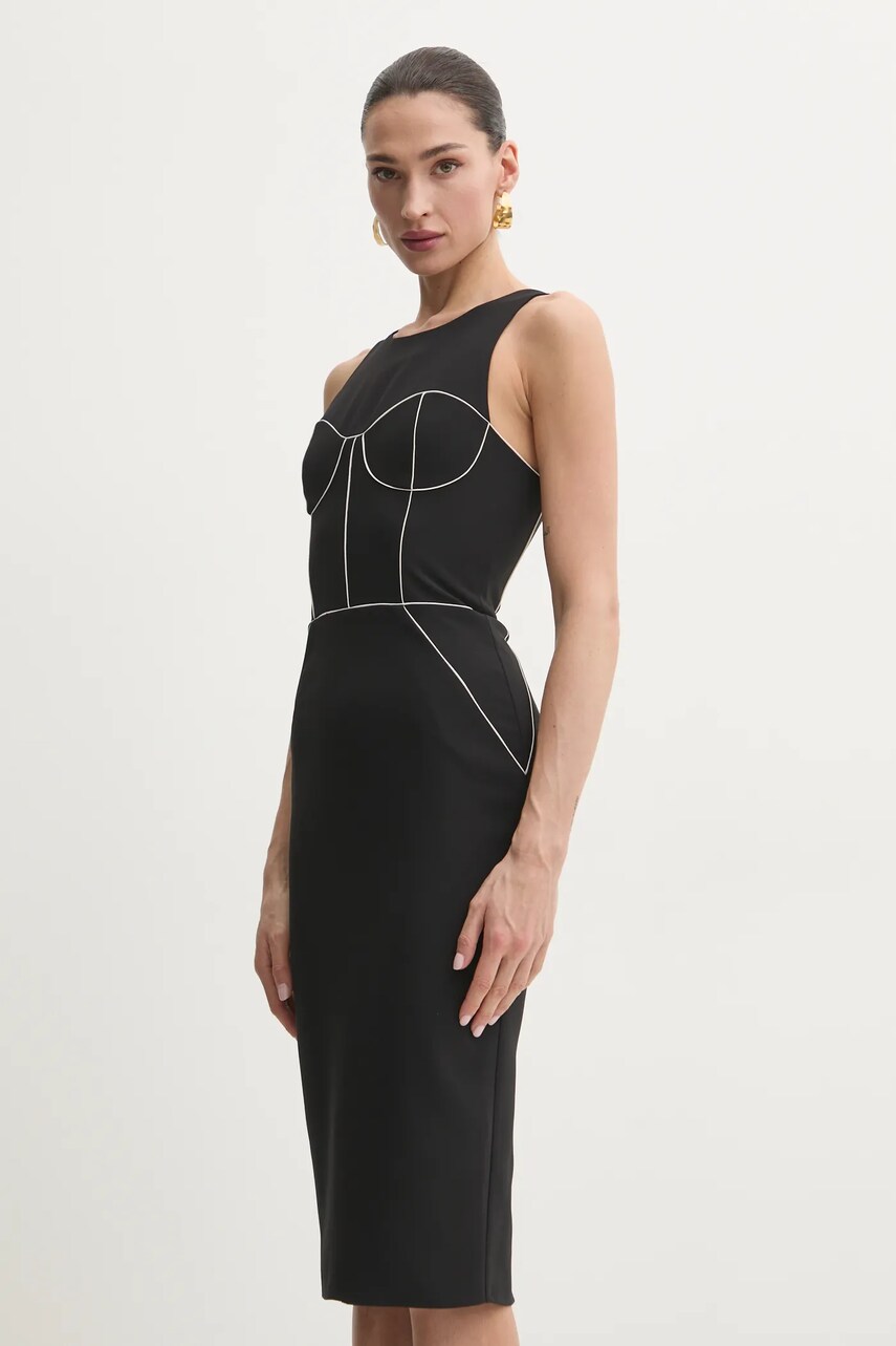 Сукня Elisabetta Franchi колір чорний midi облягаюча AB72451E2